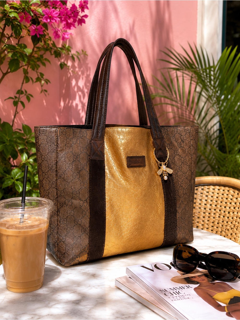 Honey Luxe Gucci Gold Brown  One -of One Customized Tote